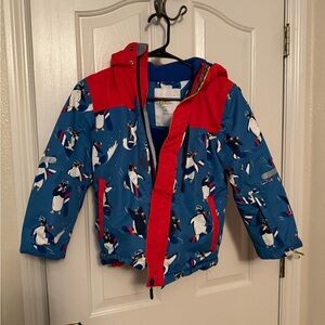Penguin Print Kids Jacket - Red and Blue